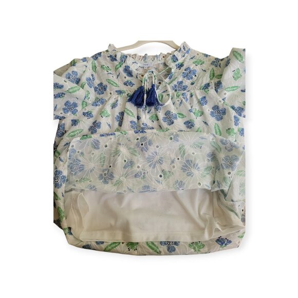 Romantic Bohemian White Eyelet Voy Eyelet Blouse Med - Picture 8 of 9